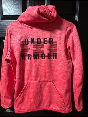 Under Armour Coral Heather Pullover Hoodie with Black Logo